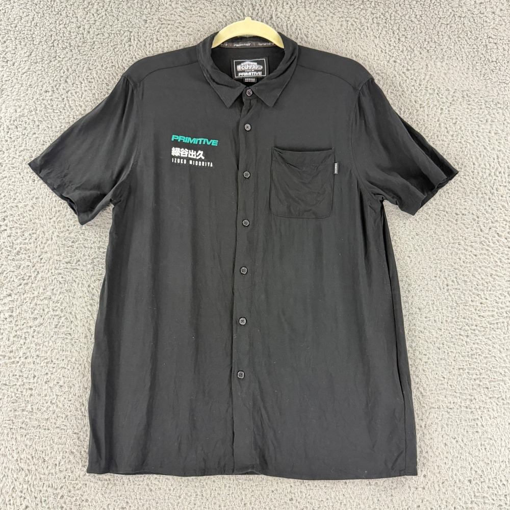 Primitive My Hero Academia Izuku Midoriya Rayon Button Down Shirt Mens Medium